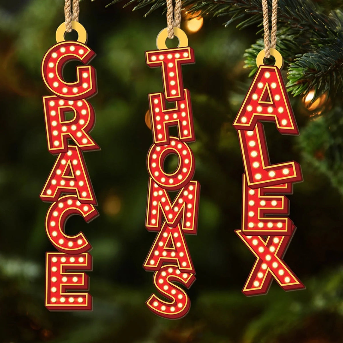Christmas Marquee Custom Letter Ornament, Christmas, Birthday Gift For Family