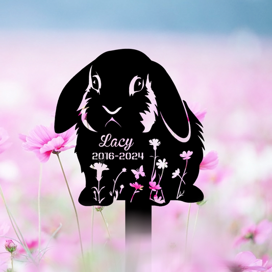 Custom Lop Rabbit Memorial Metal Stake, Rabbit Loss, In Loving Memorial, Remembrance Stake, Sympathy Sign, Pet Grave Markers, Outdoor Sign