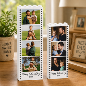 Father's Day Custom Photo Building Blocks: Father's Day Gift from Kids, Dad Photo Polaroid Photo Strip Gift, New Dad Gift