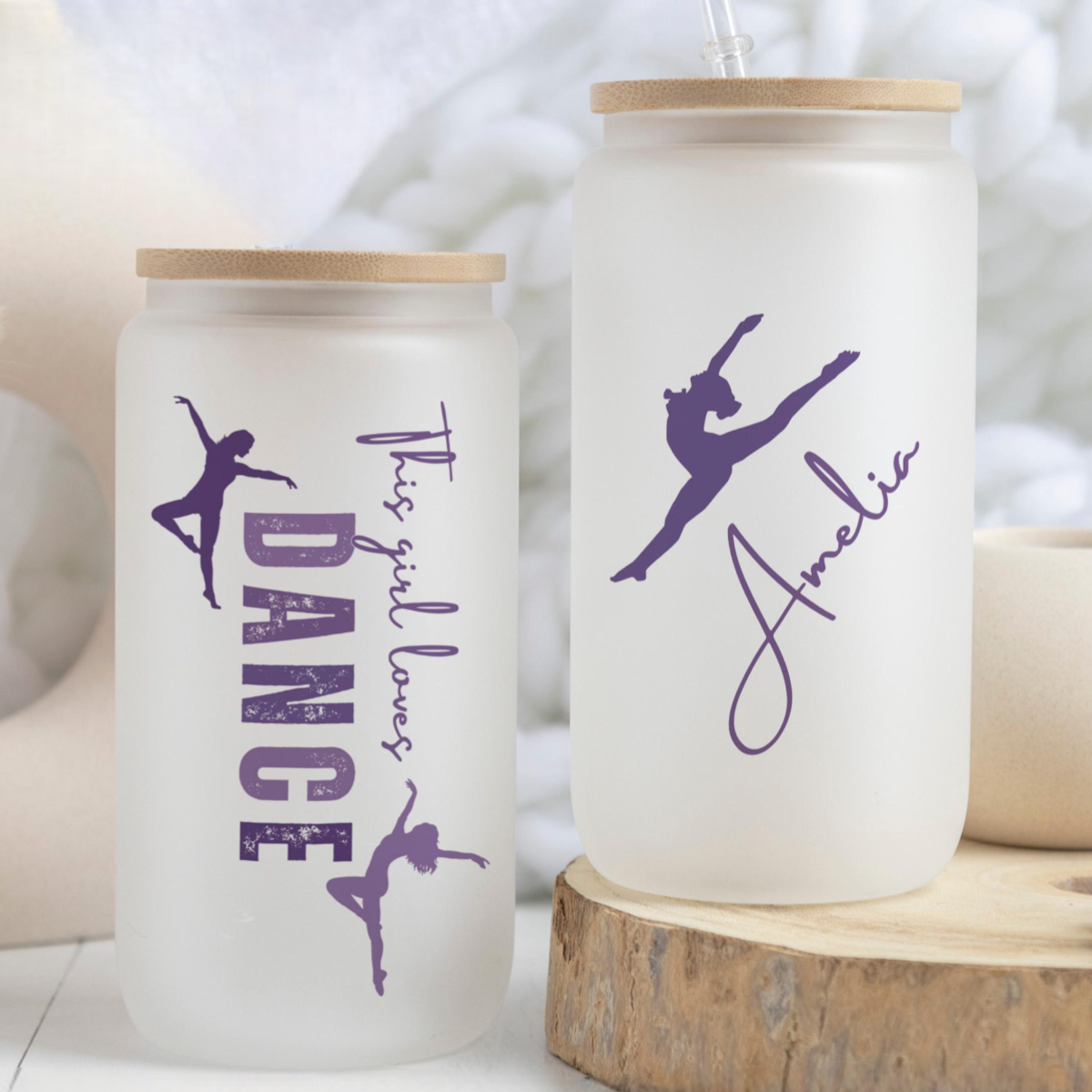 Personalized Dance Cup Dance Team Gifts Glass Tumbler, Dancer Gifts, Dance Glass Tumbler With Name, Custom Ballet Iced Coffee Cup Ballet Dancer Gift