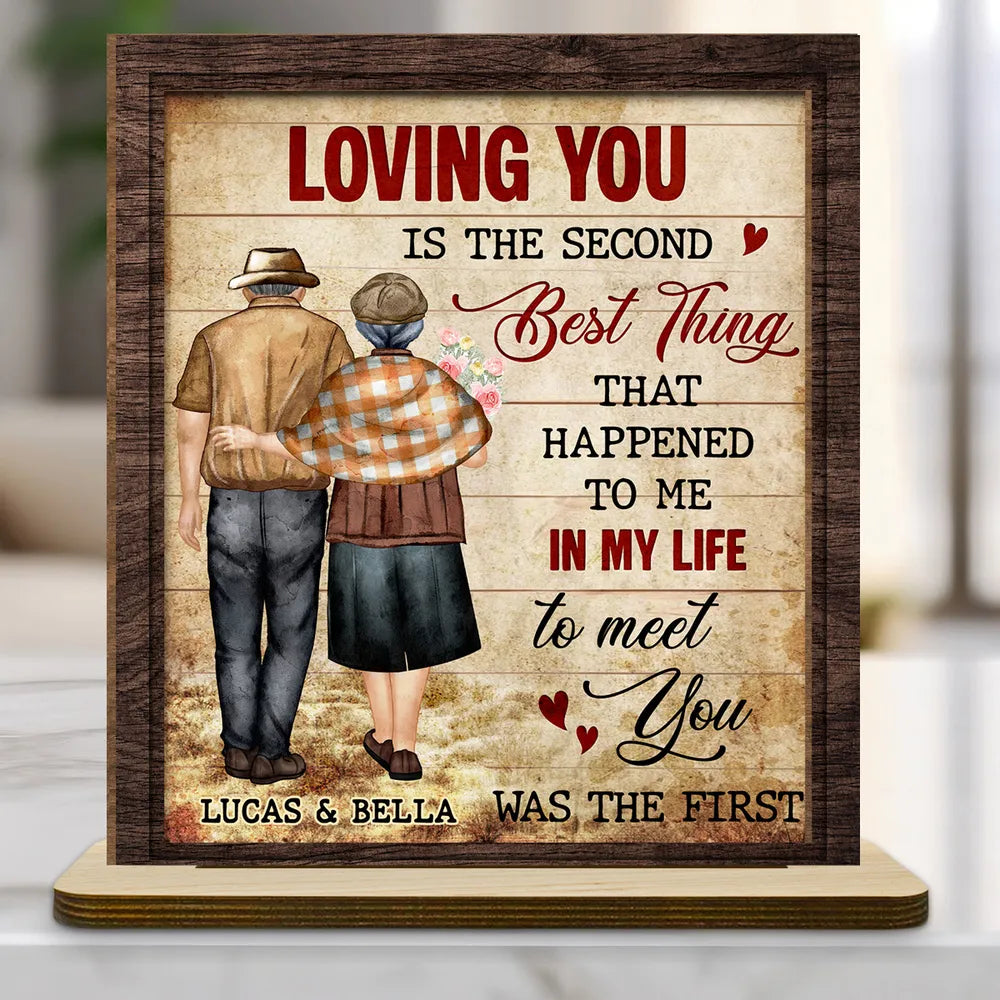 Loving You Is The Best Thing - Personalized Wooden Plaque - Anniversary Gift For Couple, Valentine's Day Gift