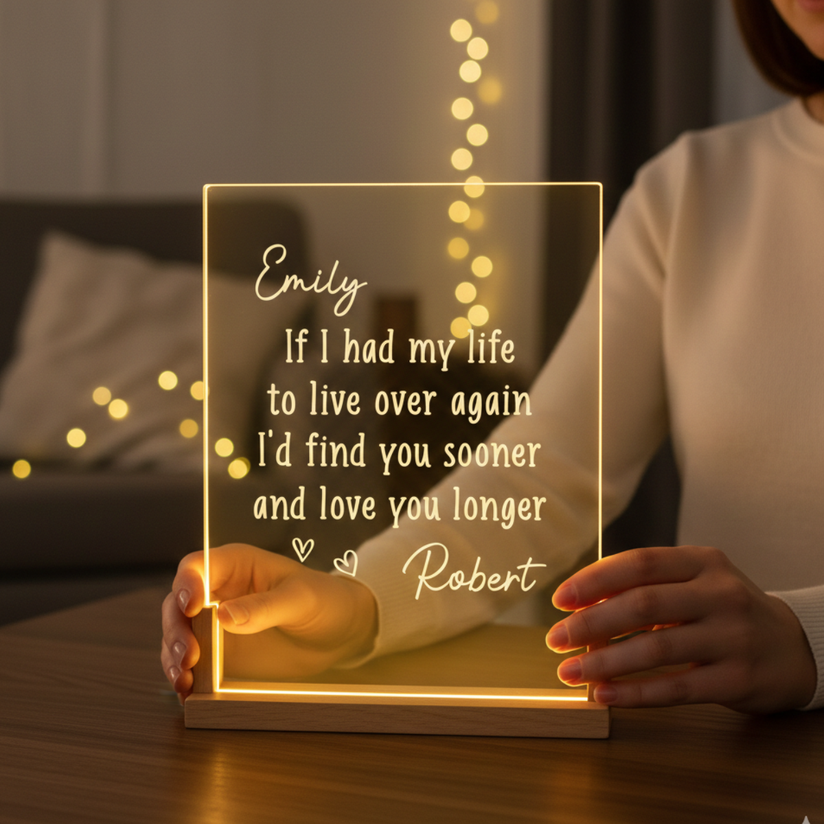 I'd Find You Sooner And Love You Longer - Personalized Desk Name Plate Night Light - Anniversary Gift, Valentine's Day Gift For Couple