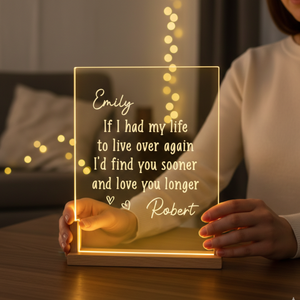 I'd Find You Sooner And Love You Longer - Personalized Desk Name Plate Night Light - Anniversary Gift, Valentine's Day Gift For Couple