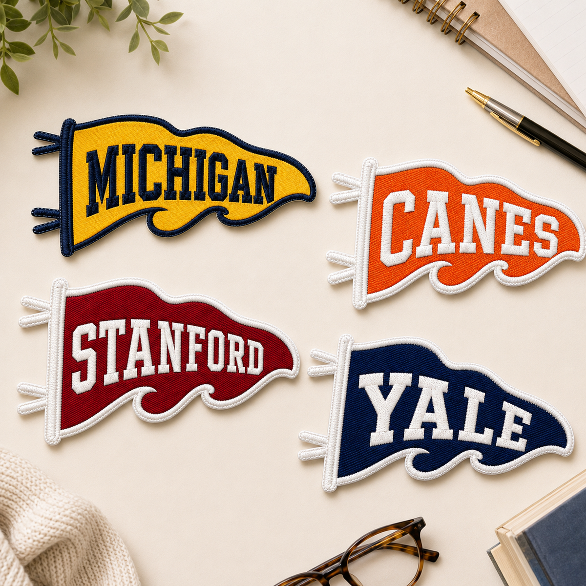 Embroidered Patch College Pennant, Custom School Name Embroidery Keychain, University Pride Accessory