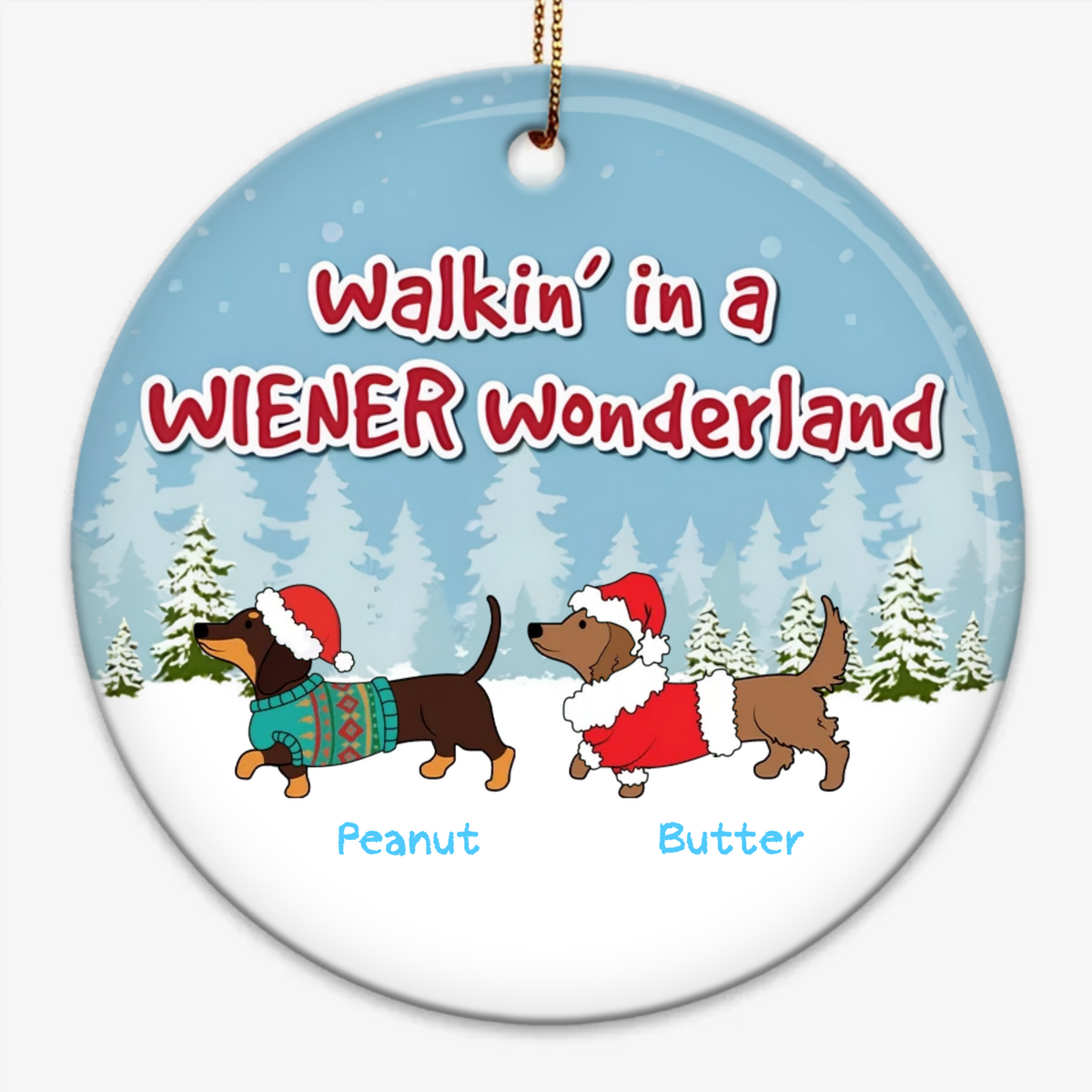 Dog Christmas Dachshund Wiener Wonderland - Personalized Ornament - Decorative Christmas Ornament