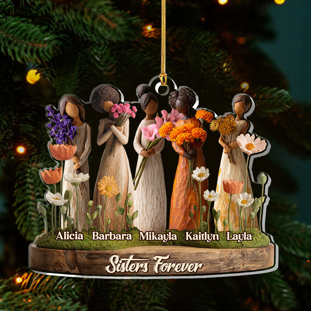 Sisters Forever Birth Month Girl - Personalized Acrylic Ornament - Christmas Gift For Sisters