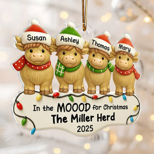 3D Effect Family Herd In The Mood For Christmas - Personalized Acrylic Ornament - Christmas Gift For Family