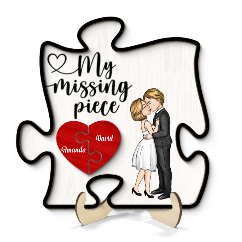 My Missing Piece Romantic Couple Puzzle Piece - Personalized Picture Frame - Anniversary Gift For Couple