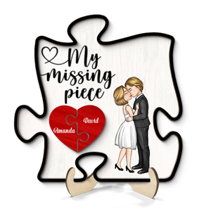My Missing Piece Romantic Couple Puzzle Piece - Personalized Picture Frame - Anniversary Gift For Couple