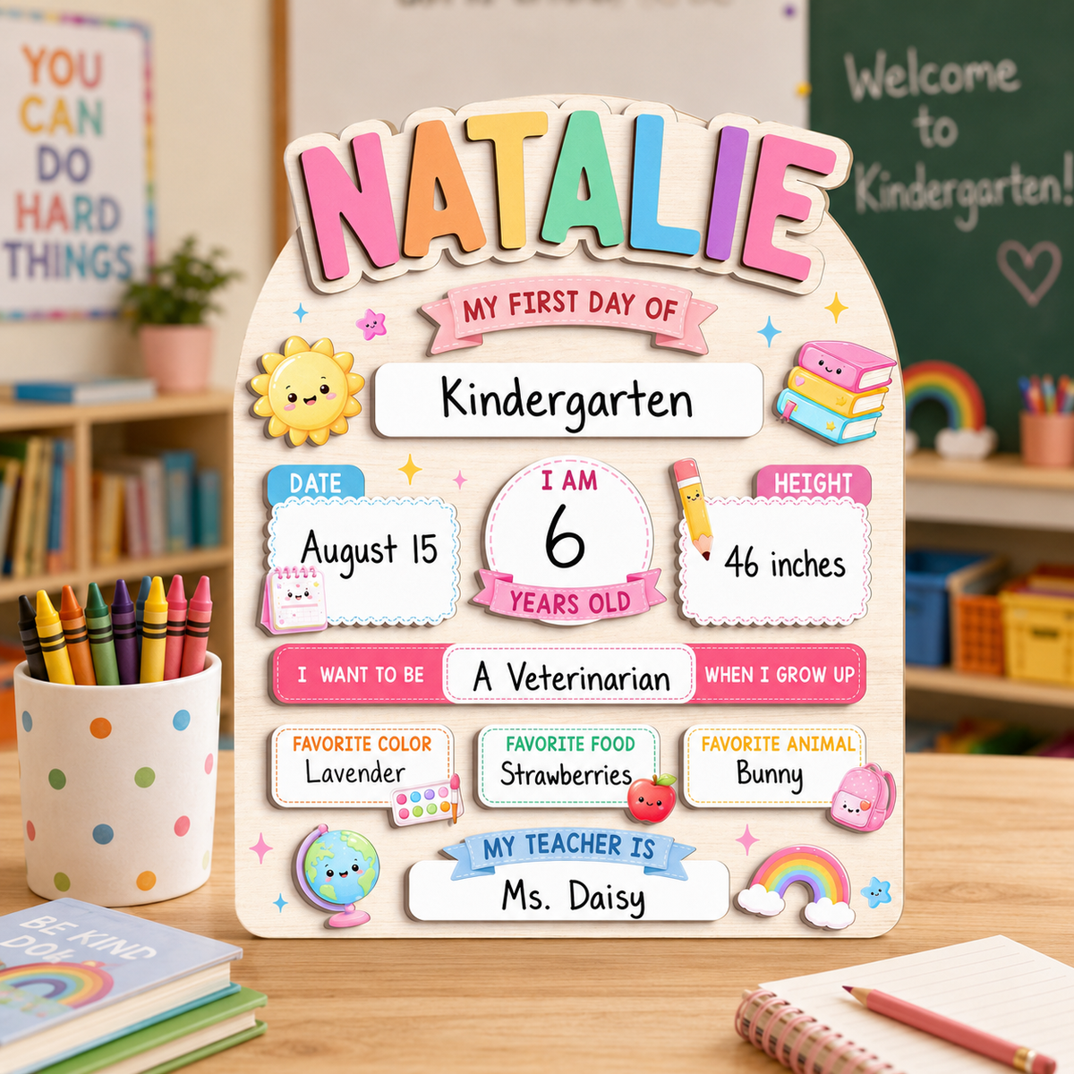 First Day Of School Sign, Back to School Board Gift For Kids, Preschool Kindergarten 1st Day School Sign, First Day School Photo Prop