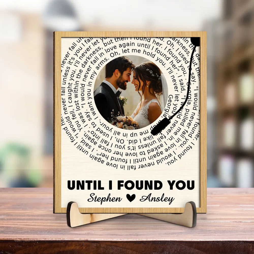 Custom Couple Photo And Favorite Spiral Song Lyrics - Personalized Wooden Plaque - Valentine's Day Gift For Couple