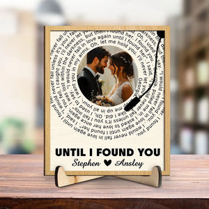Custom Couple Photo And Favorite Spiral Song Lyrics - Personalized Wooden Plaque - Valentine's Day Gift For Couple