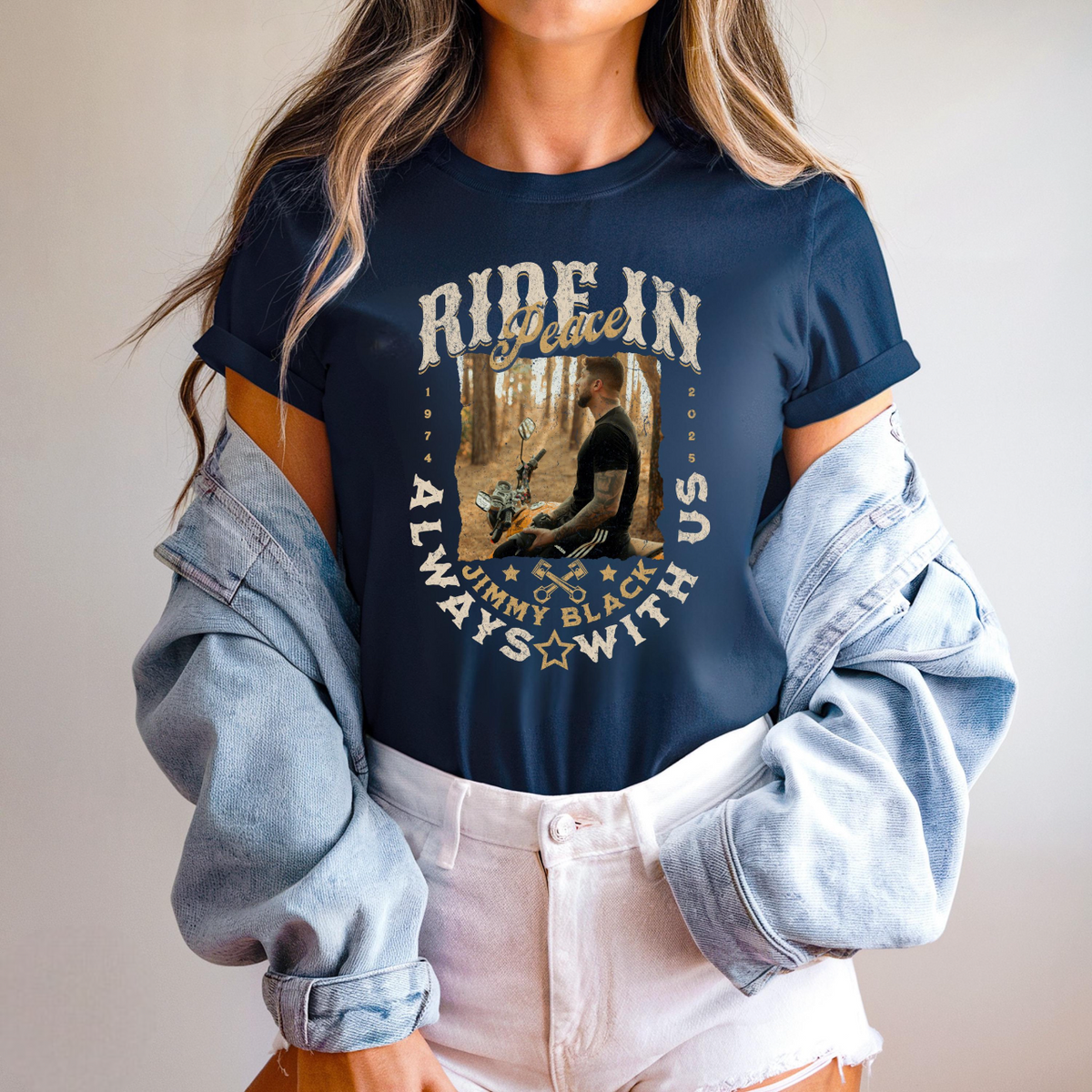 Ride In Peace Always With Us Shirt, Custom Funeral Photo Shirt, Rest In Peace Memory Shirt, Remembrance Shirt, Custom Last Photo Shirt