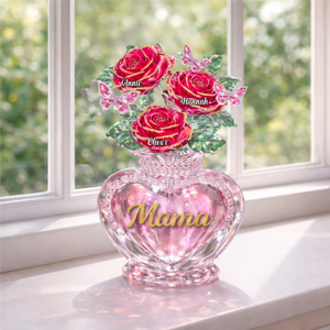 Custom Rose Acrylic Block, Personalized Mother's Day Gift for Mom & Grandma with Kids' Names