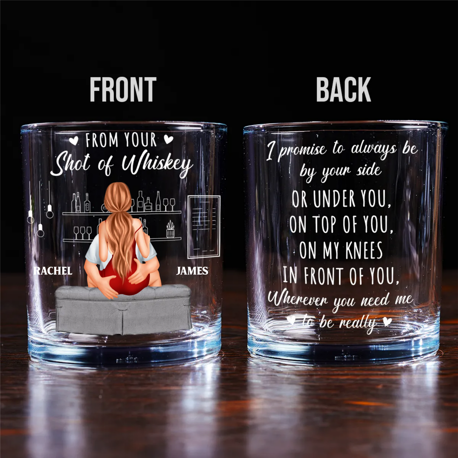 I Promise To Always Be By Your Side - Personalized Whiskey Glass - Anniversary Gift, Valentine's Day Gift For Couple