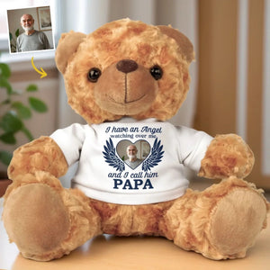 I Have An Angel Watching Over Me - Personalized Teddy Bear Plush - Memorial Gift