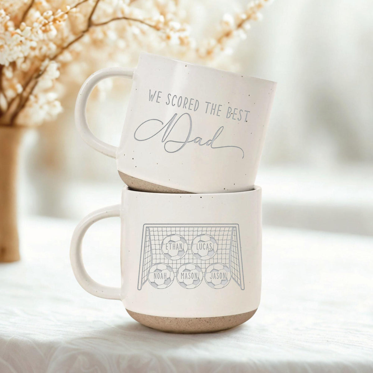 Personalized We Scored The Best Dad Mug, Custom Kid's Name Football Soccer Mug, New Dad Gift, Father s Day Gift, Soccer Lover Gift