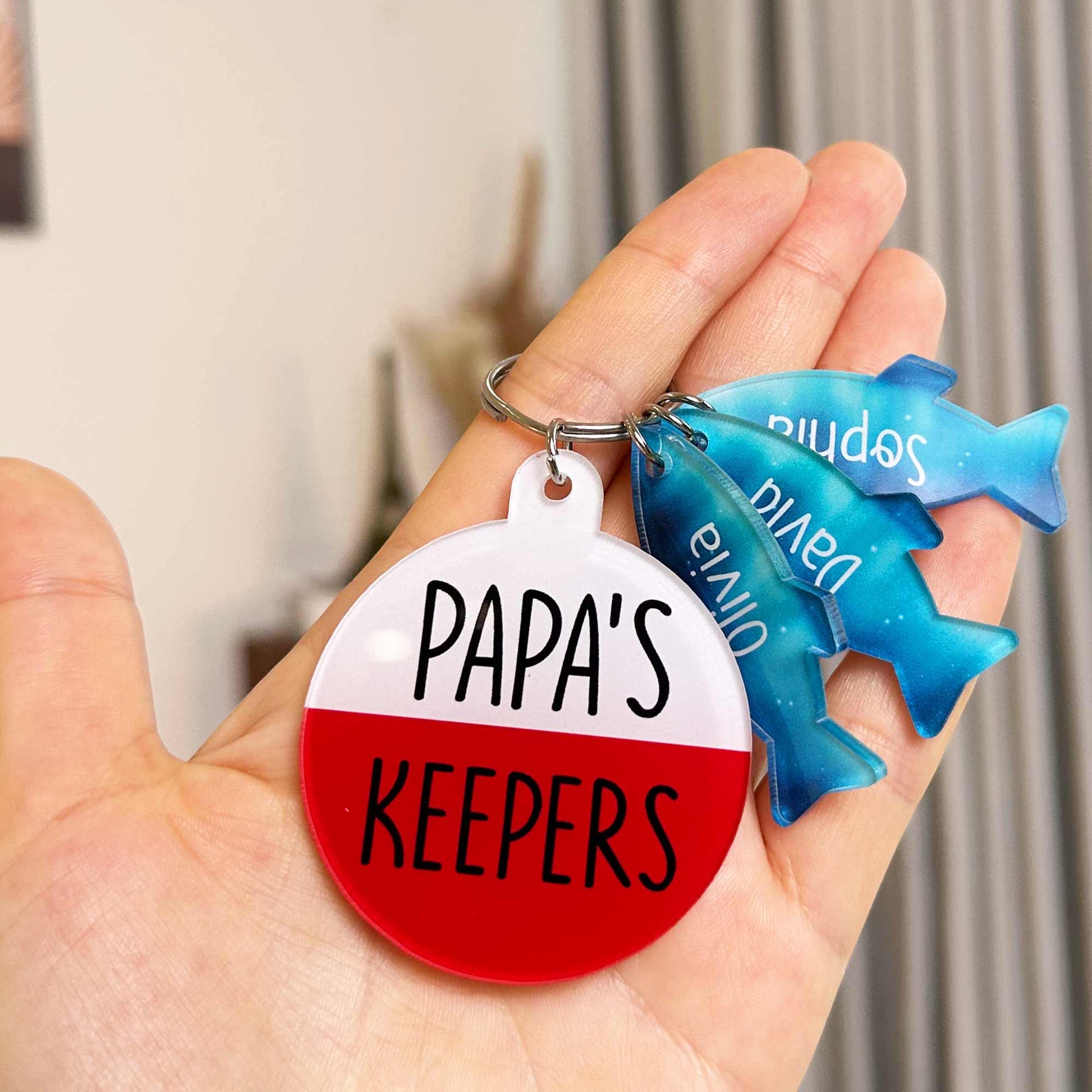 Papa's Keepers - Personalized Acrylic Tag Keychain - Gift For Father, Grandfather, Father's Day, Birthday Gift