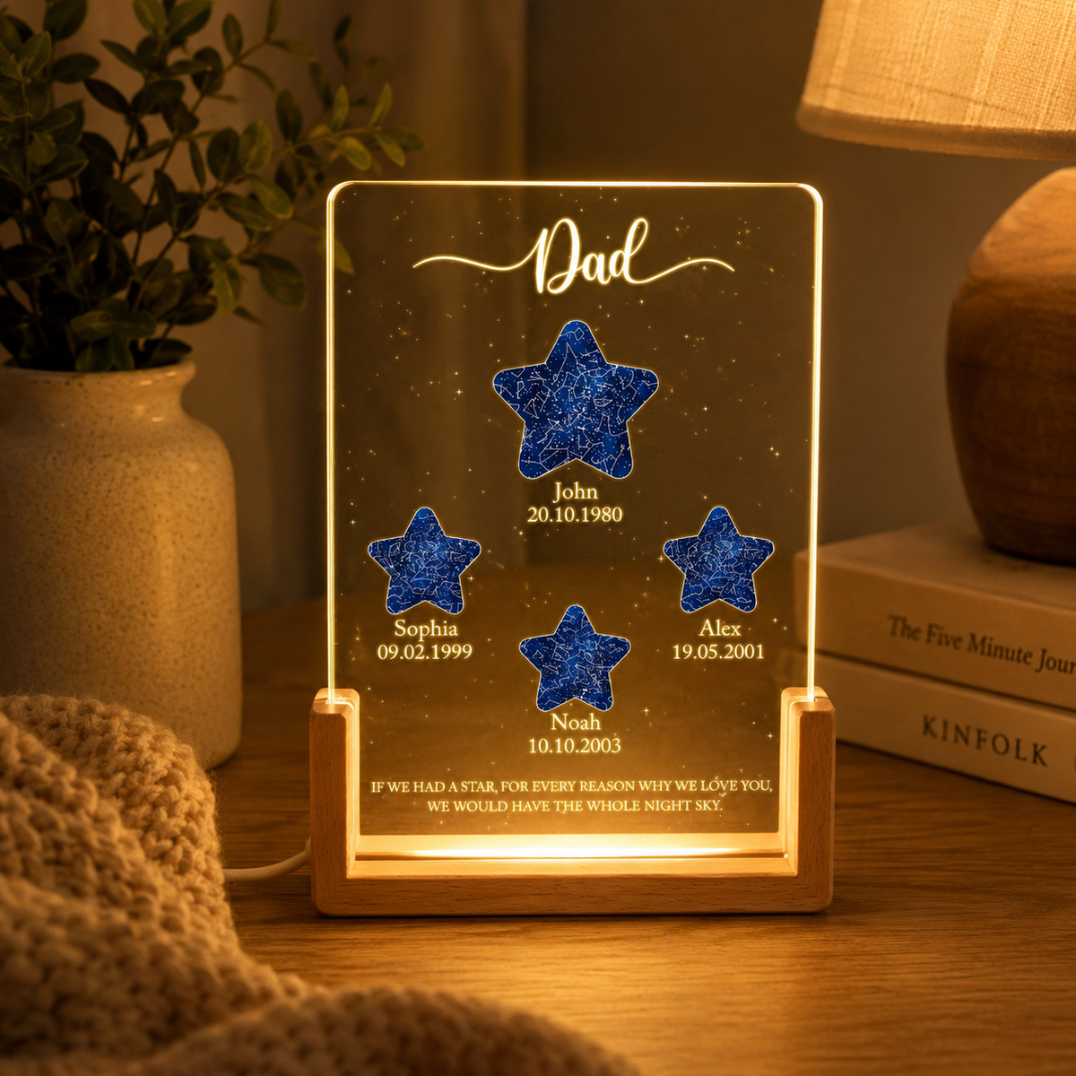Personalized Star Map Night Light Dad Gift, Custom Star Map By Date, Gift For Daddy, The Night You Became My Dad Gift, LED Star Light Lamp