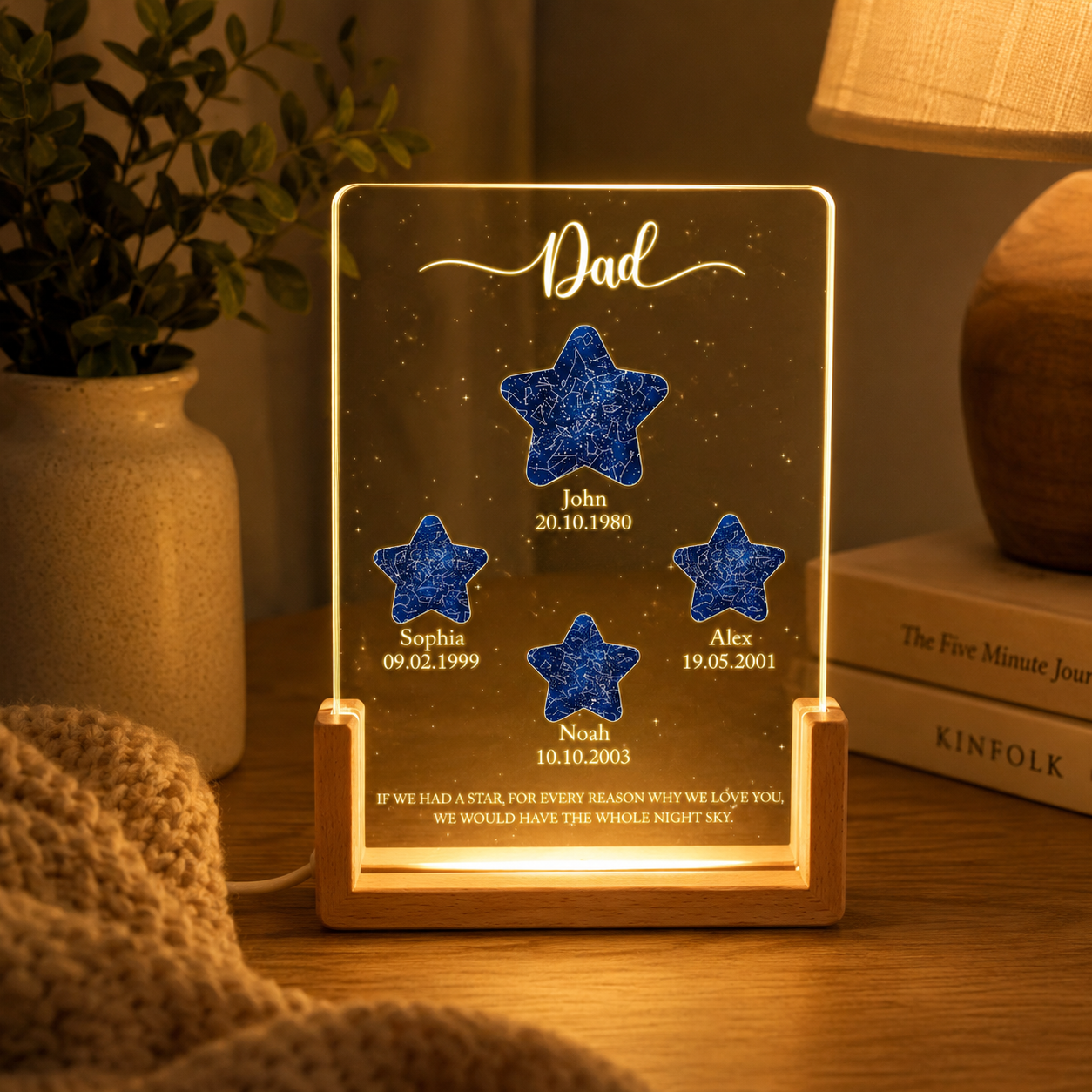 Personalized Star Map Night Light Dad Gift, Custom Star Map By Date, Gift For Daddy, The Night You Became My Dad Gift, LED Star Light Lamp