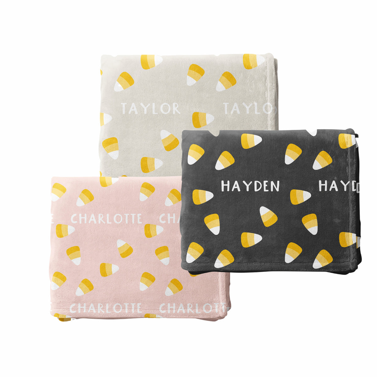 Candy Corn Halloween Name Blanket, Custom Name Blanket, Halloween Personalized Gift, Cute Halloween Gift