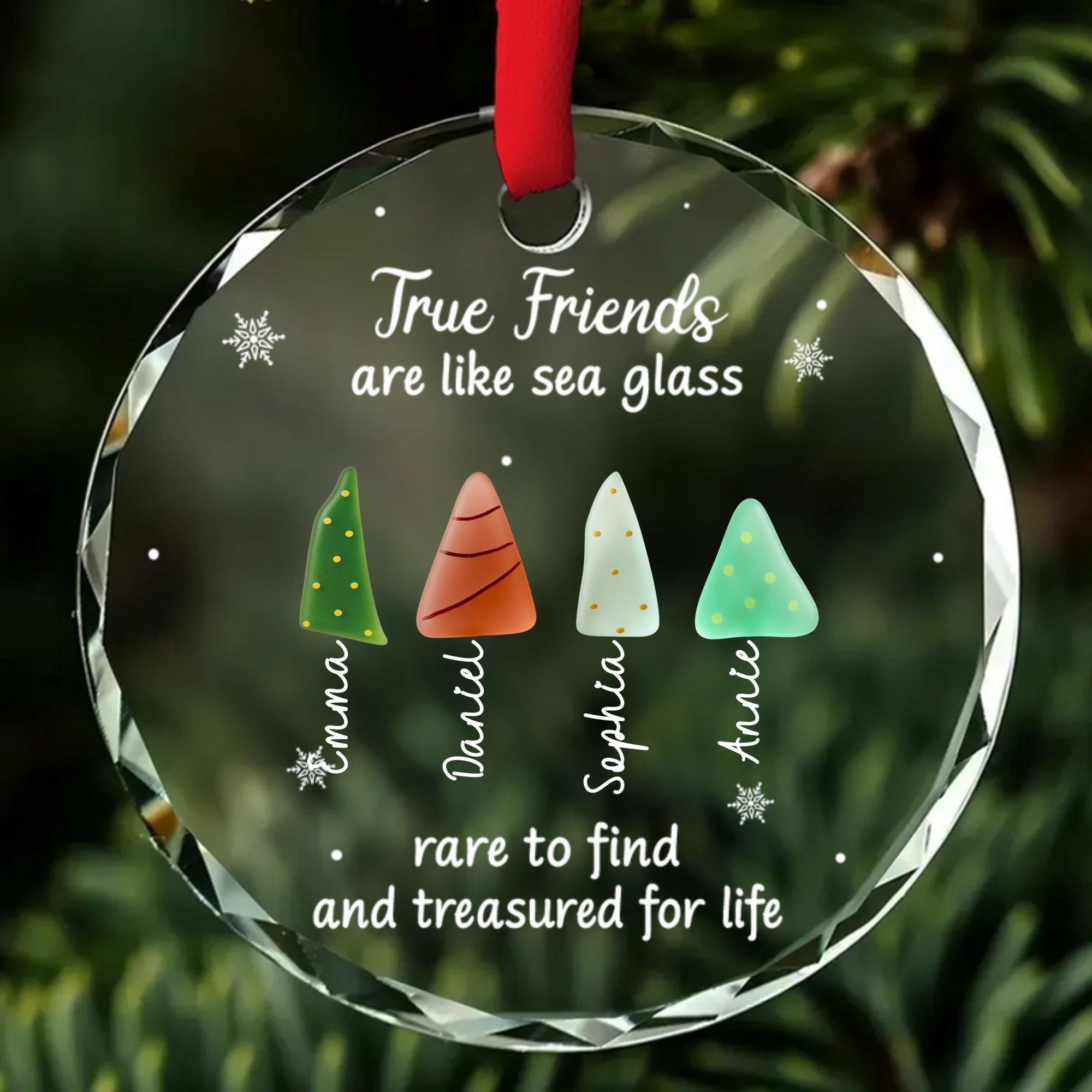 True Friend Are Like Sea Glass - Personalized Crystal Ornament - Christmas Gift For Friends, Besties, BFF