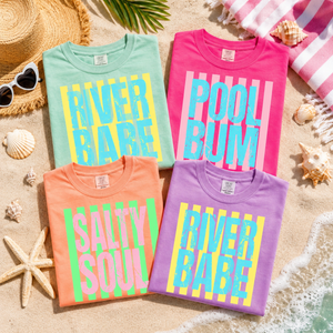 Retro Stripes Sunshine Neon Shirts, Beach Life Shirt, Lake Girl Shirt, Neon Trendy Summer Vibes, Distressed Beach Shirt, Lake Pool River