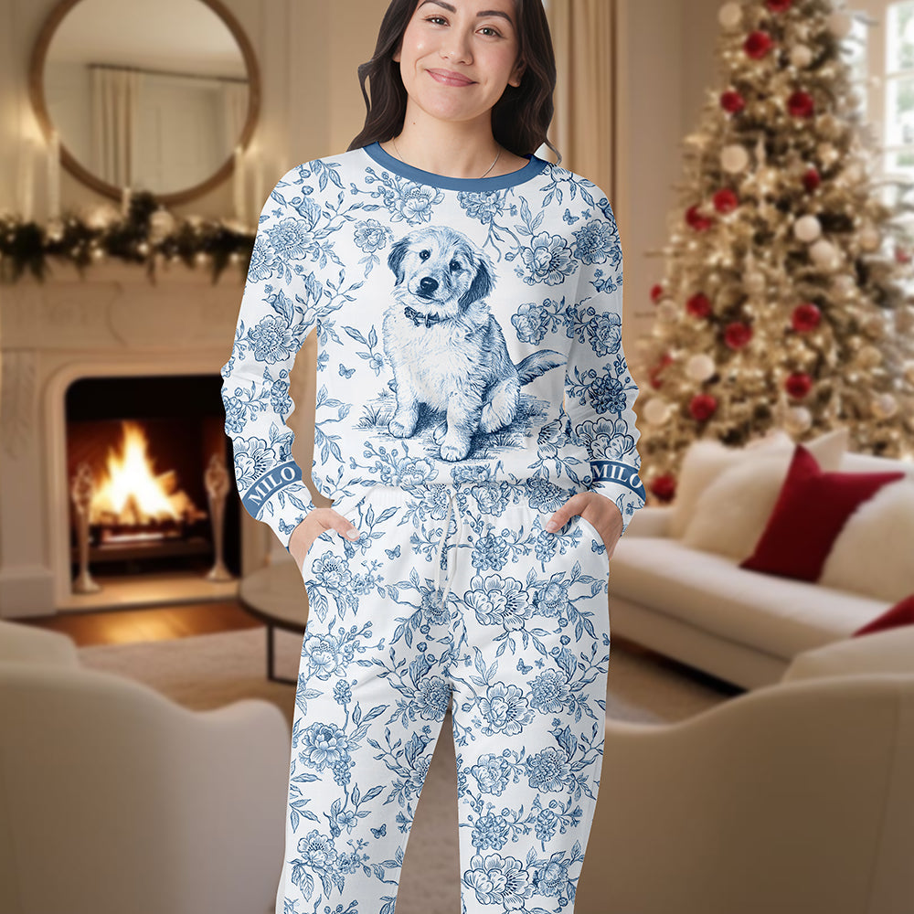 Toile de Jouy Custom Pet's Photo - Personalized Pyjamas - Gifts for Dog Lovers