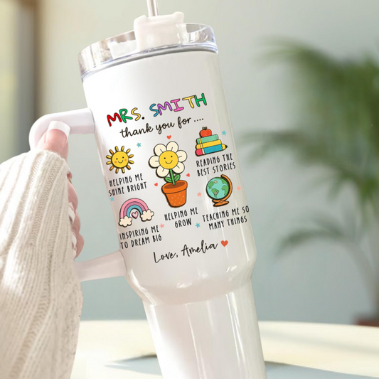 Personalized Teacher Appreciation Tumbler, Personalized Teacher Travel Tumbler, Thank You Teacher Gift Teacher 40oz Tumbler
