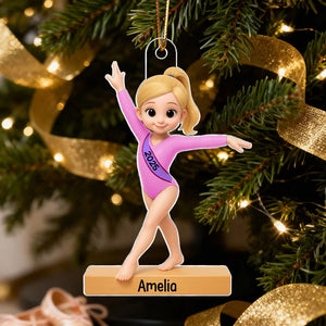 3D Effect Gymnastic Girl - Personalized Acrylic Ornament - Christmas Gift For Kid Girl