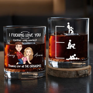 I Love You For All The Times Naughty Stick Figures - Personalized Whiskey Glass - Gift For Couple