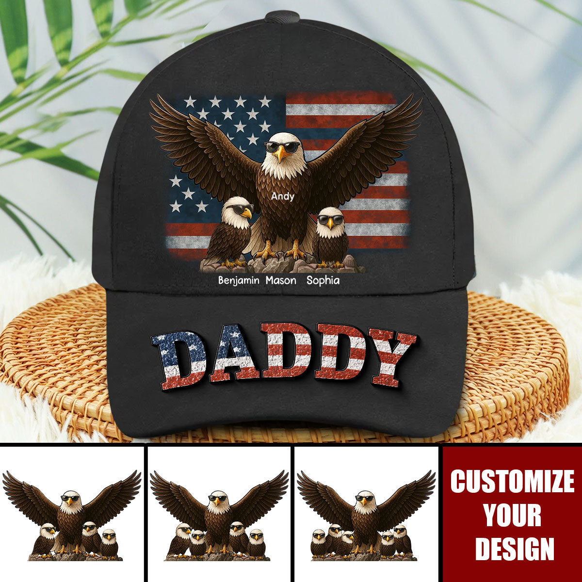 American Eagle Grandpa Dad - Personalized Classic Cap - Father's Day Gift For Dad, Grandpa