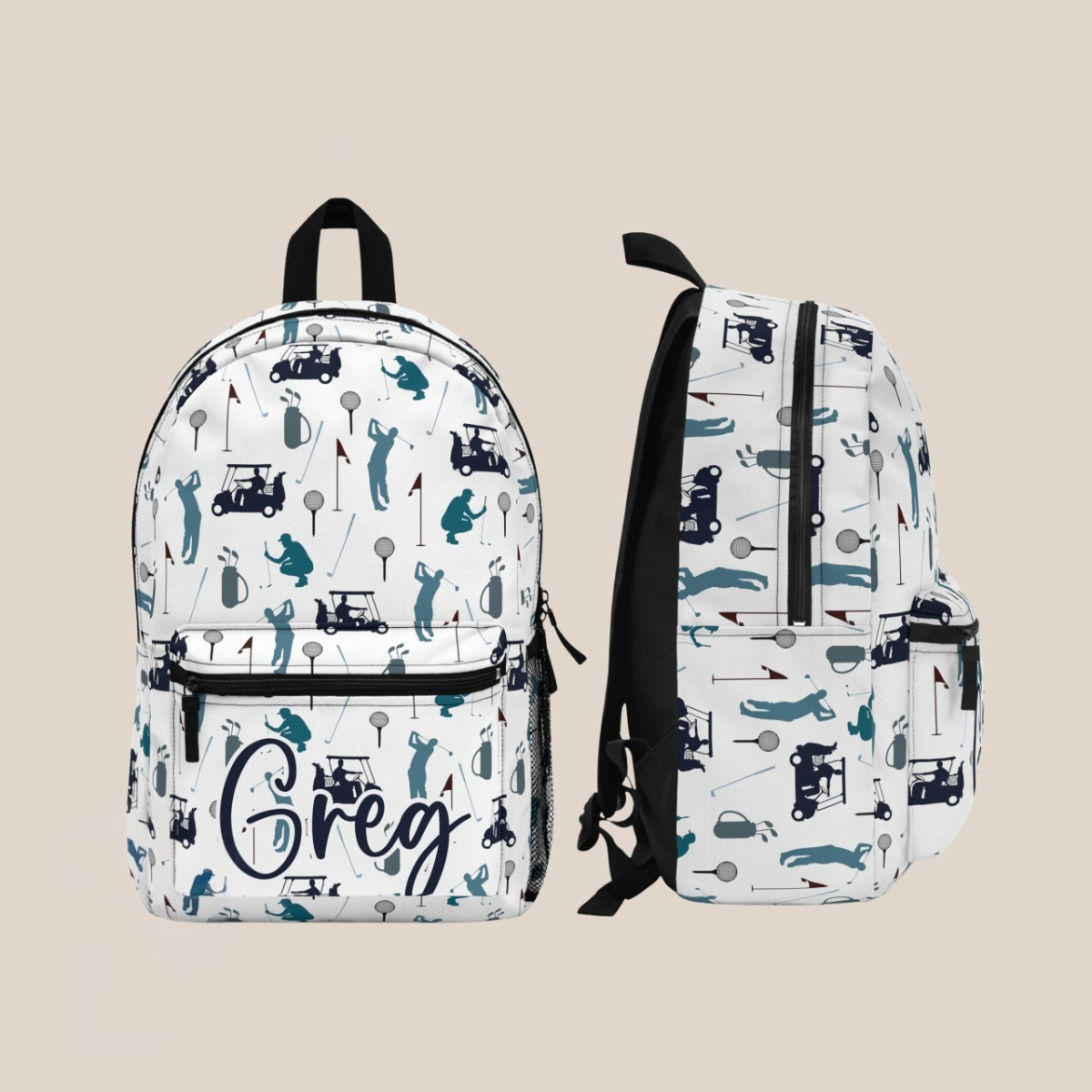 Personalized Golf Golfer Backpack, Teen Sport Back To School Bookbag, Custom Name Schoolbag, Birthday Gift