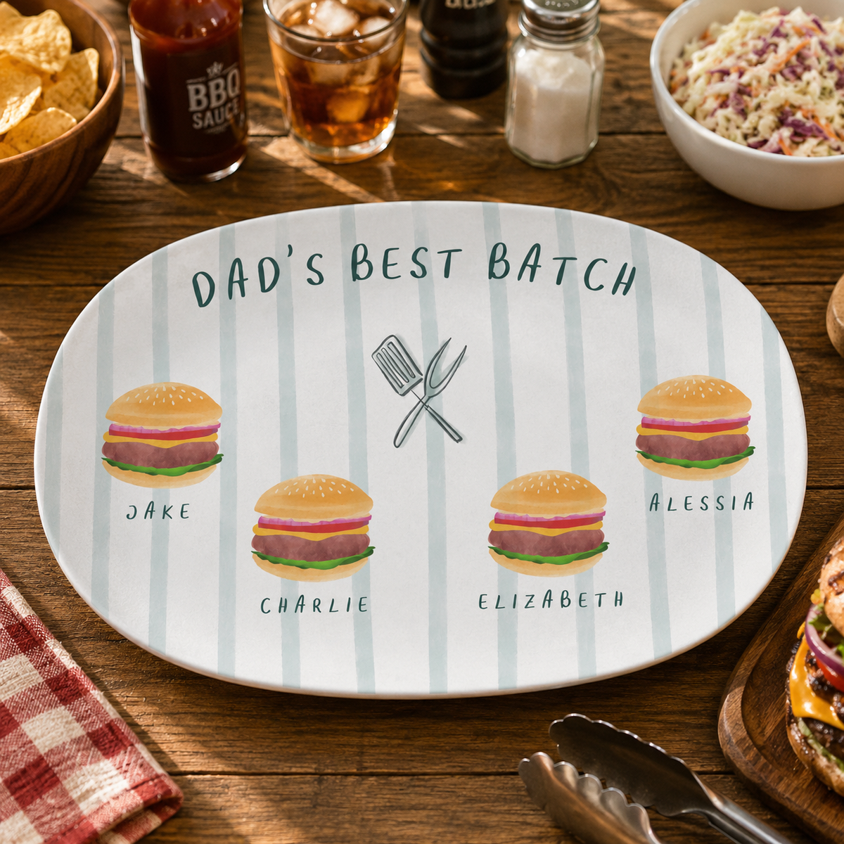Custom Grandpa Grill Plate: Gifts From Grandkids, Grandpa Personalized Gift, Custom Grill Gift