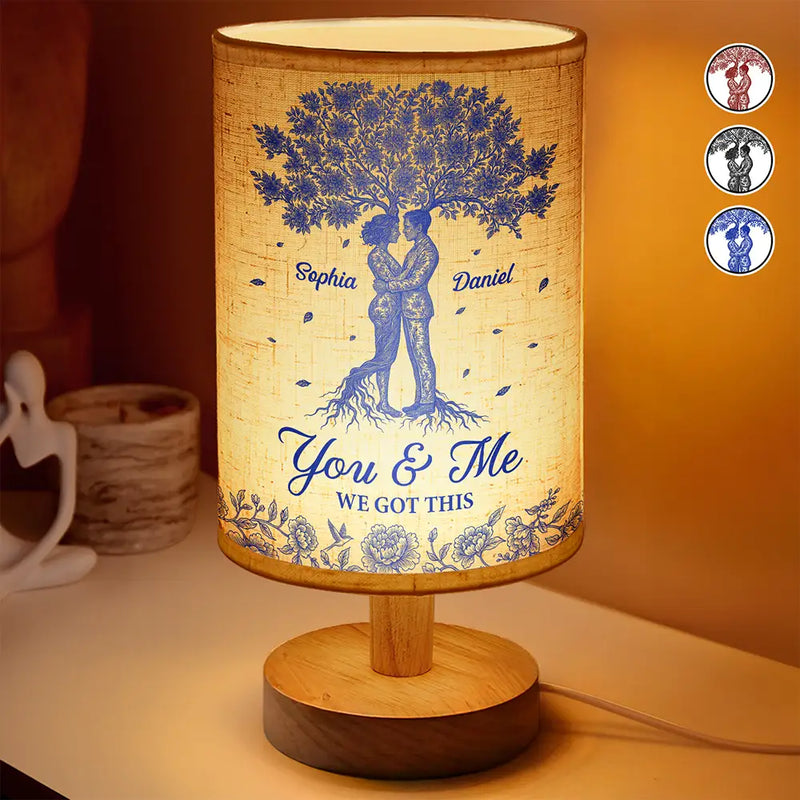 Toile De Jouy Couple You And Me We Got This - Personalized Fabric Lamp - Gift For Couple, Anniversary Gift