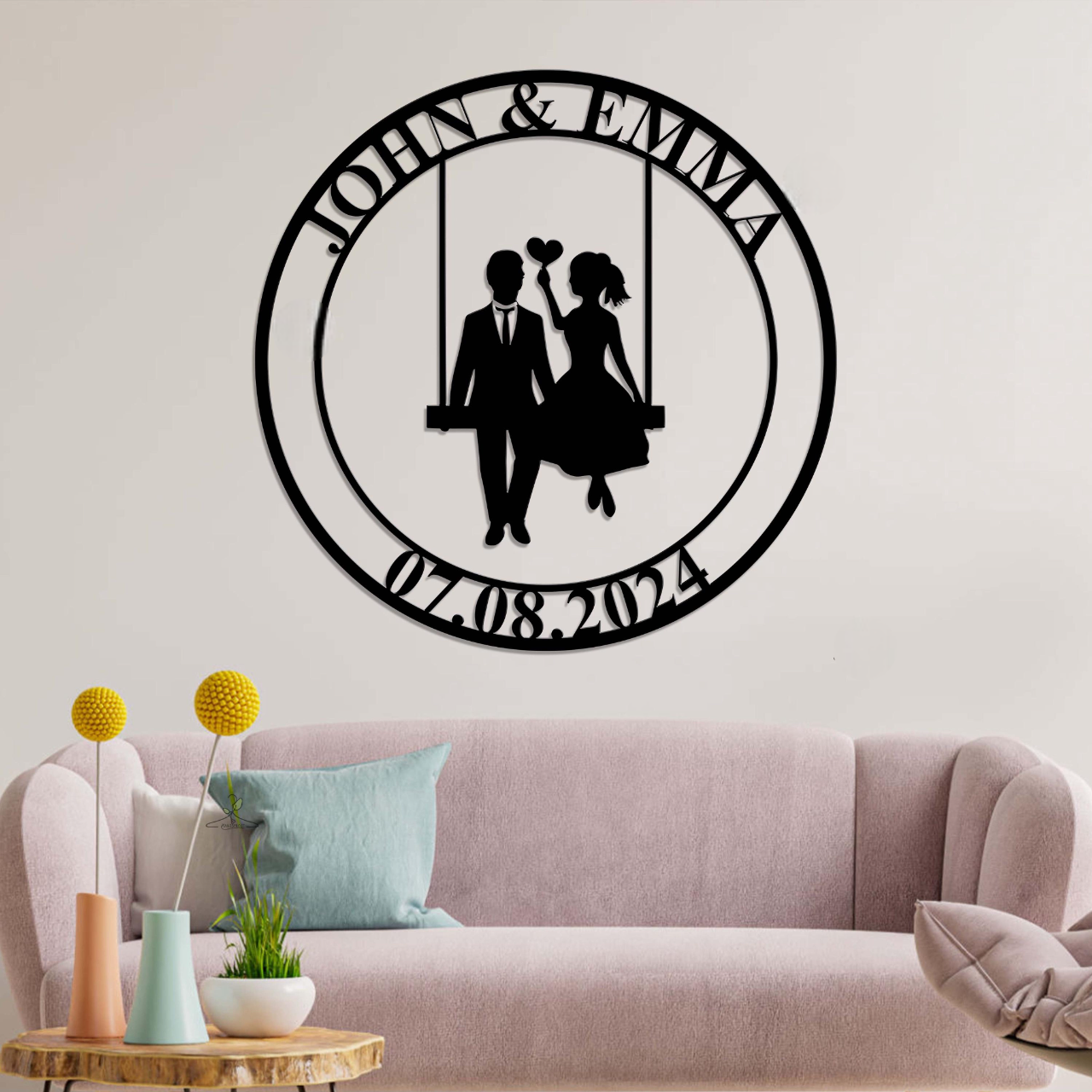 Personalized Wedding Metal Sign, Custom Couple Name Sign, Anniversary Gift, Wedding Date Sign, Newlywed Gift, Bridal Shower Gift,Couple Sign