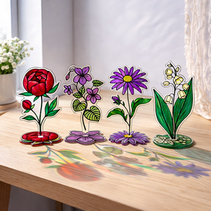 Personalized Birth Month Flower Acrylic Spinning Standee, Acrylic Flower Decor, Mother's Day Gift, Birth Month Flowers Gift For Her