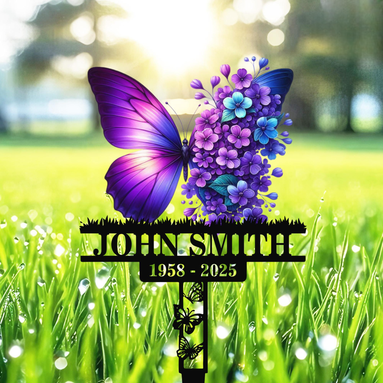 Custom Butterfly Memorial Stake,Personalized Memorial Metal Stake,Remembrance Stake,Sympathy Gift,Outdoor Grave Marker, In Loving Memorial