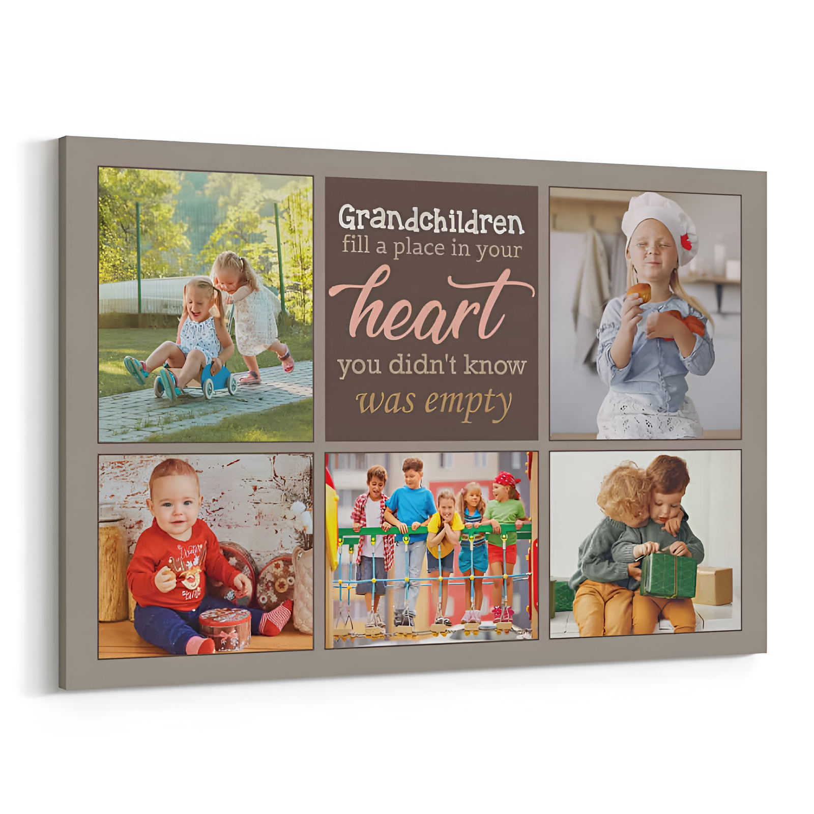 Grandchildren Fill a Place in Your Heart - Personalized Canvas - Gift For Grandma, Mother's Day, Birthday Gift