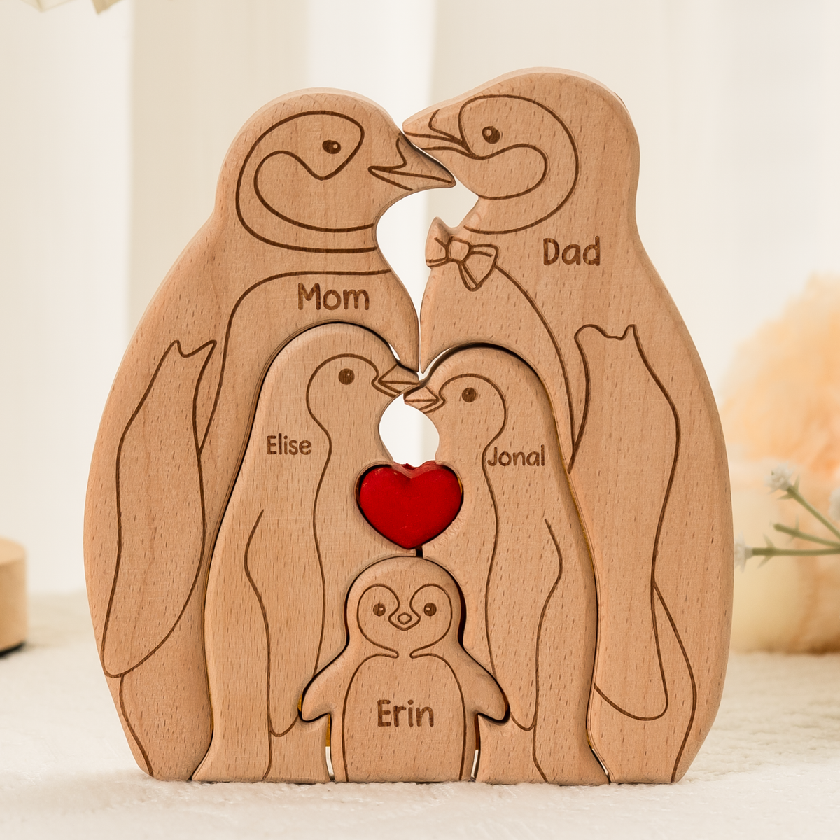 Penguin Family - Personalized Family Wooden Puzzle - Gift For Family, Mother's Day, Father's Day Gift