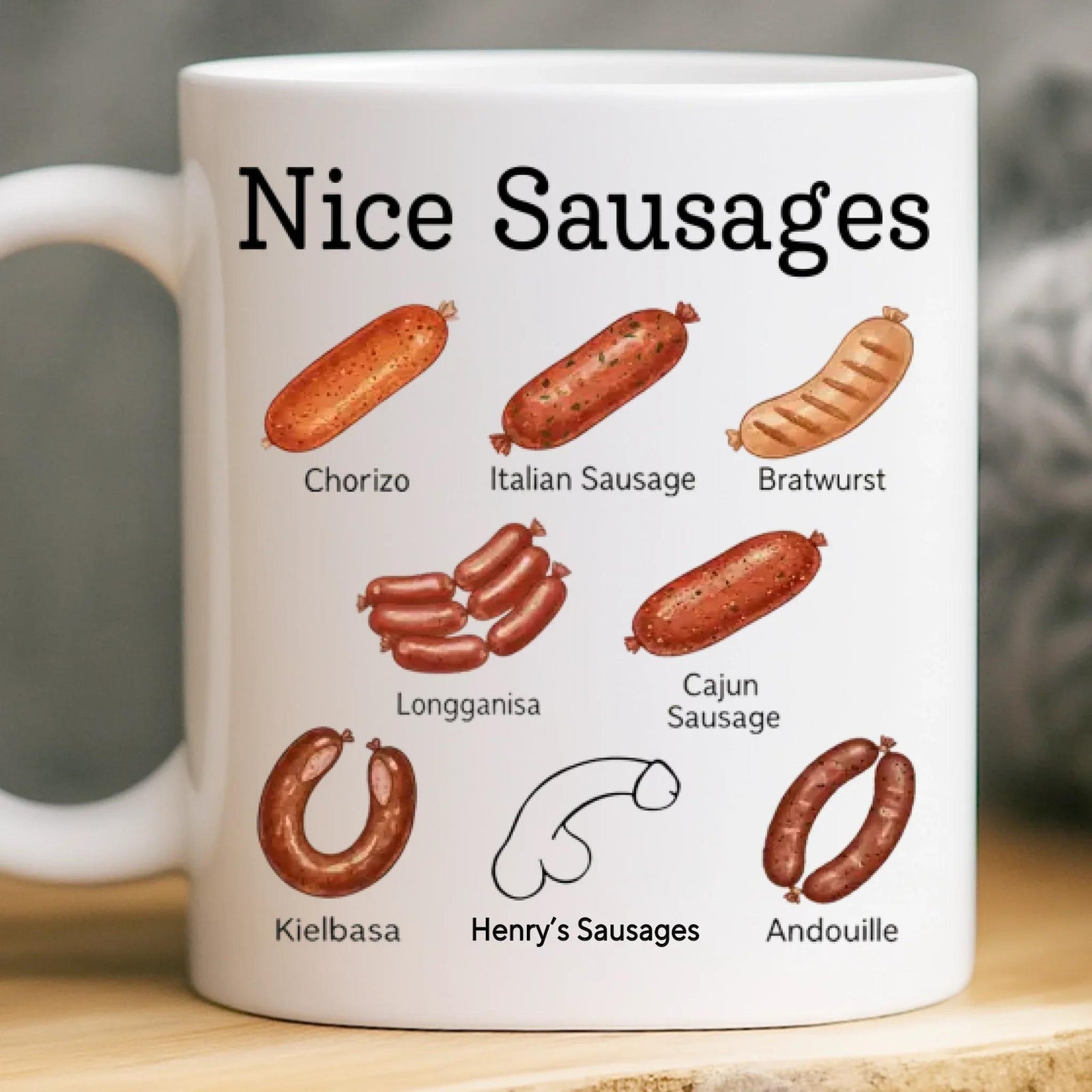 The Anatomy Of Greatness, Nice Sausages, Personalized Mug, Funny Christmas Birthday Gifts For Husband, Coworkers, Friends