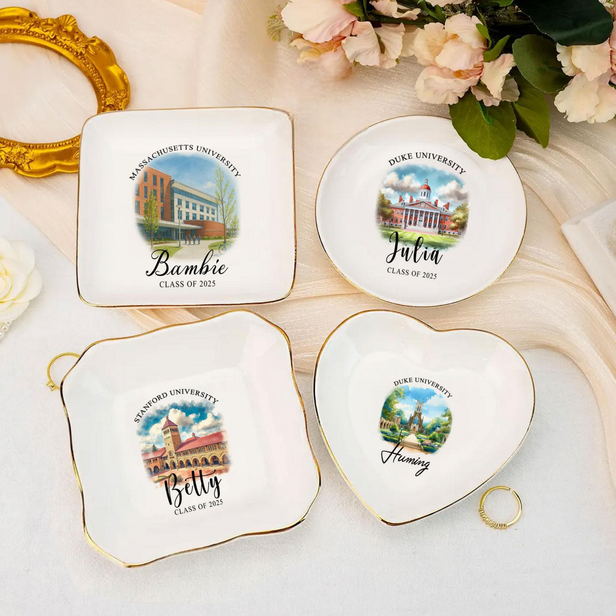Personalized University Photo Jewelry Dish, Class Of 2026, Back to School Gift For Her, Senior 2026 Gift, Custom Trinket Dish, Her Grad Gift
