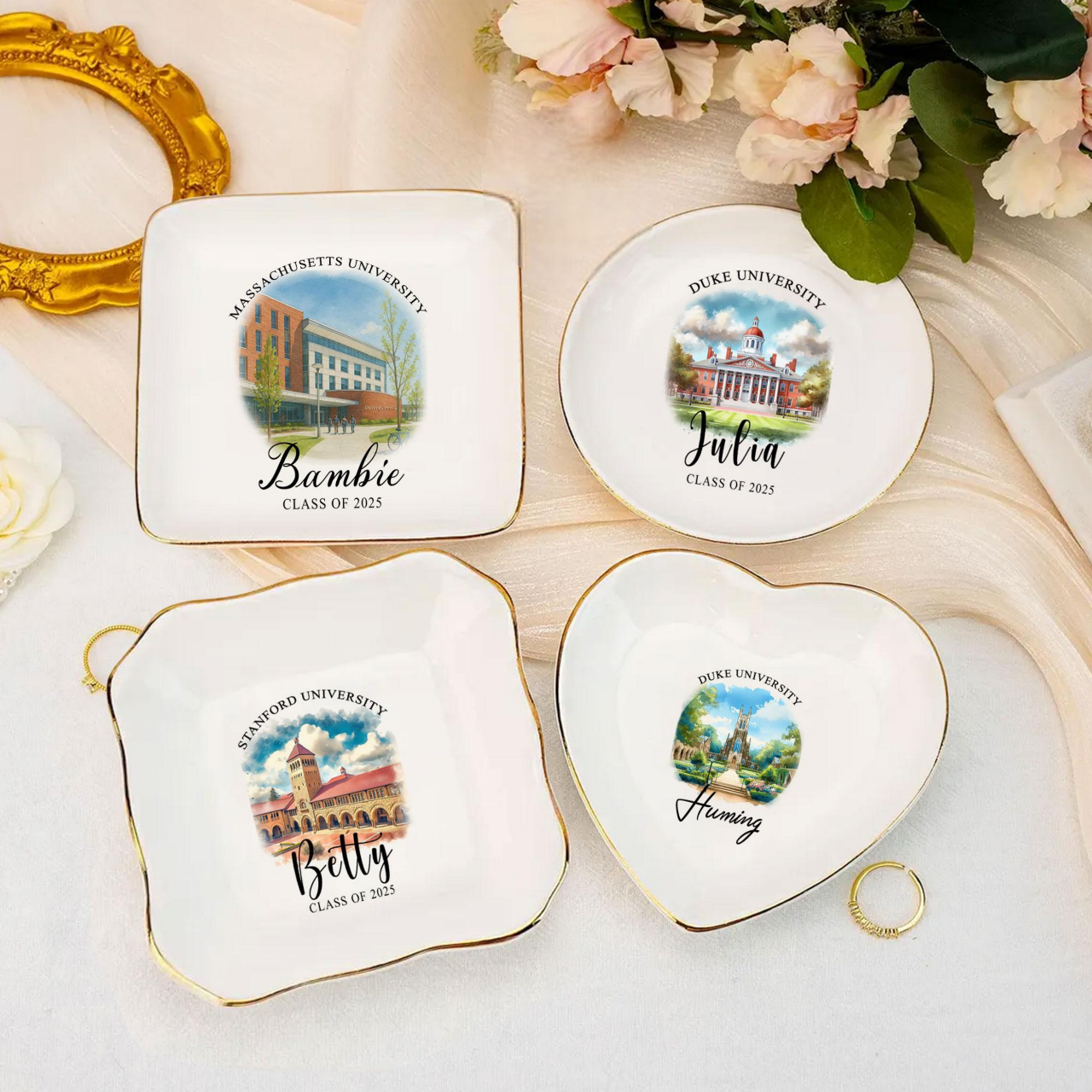 Personalized University Photo Jewelry Dish, Class Of 2026, Back to School Gift For Her, Senior 2026 Gift, Custom Trinket Dish, Her Grad Gift
