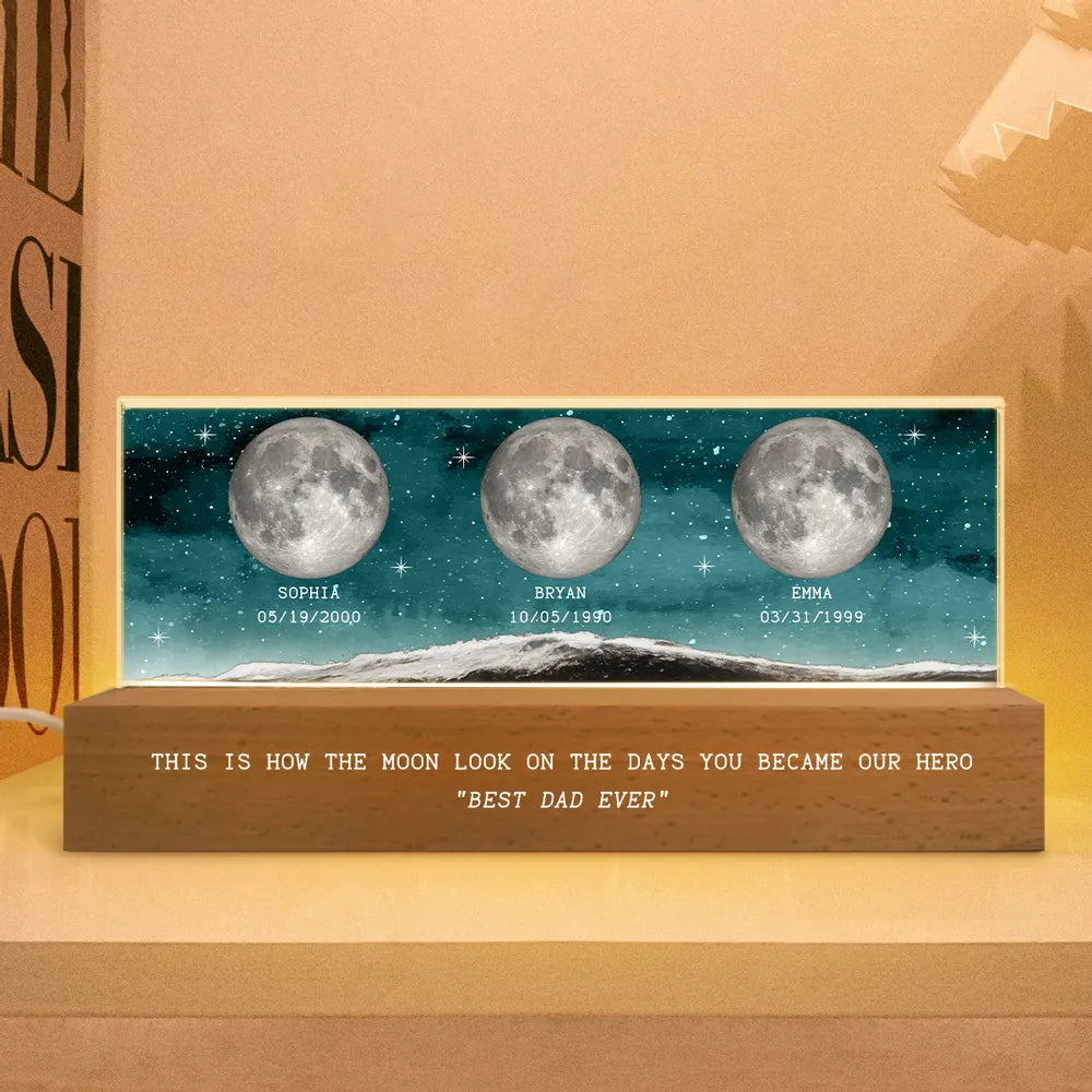 The Night You Became My Dad - Personalized 3D LED Light Wooden Base - Gift For Dad, Father's Day, Birthday Gift