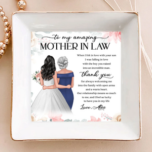 To My Amazing Mother In Law - Personalized Jewelry Plate - Unique Wedding Gift, Sentimental Gift For Mother In Law From Bride