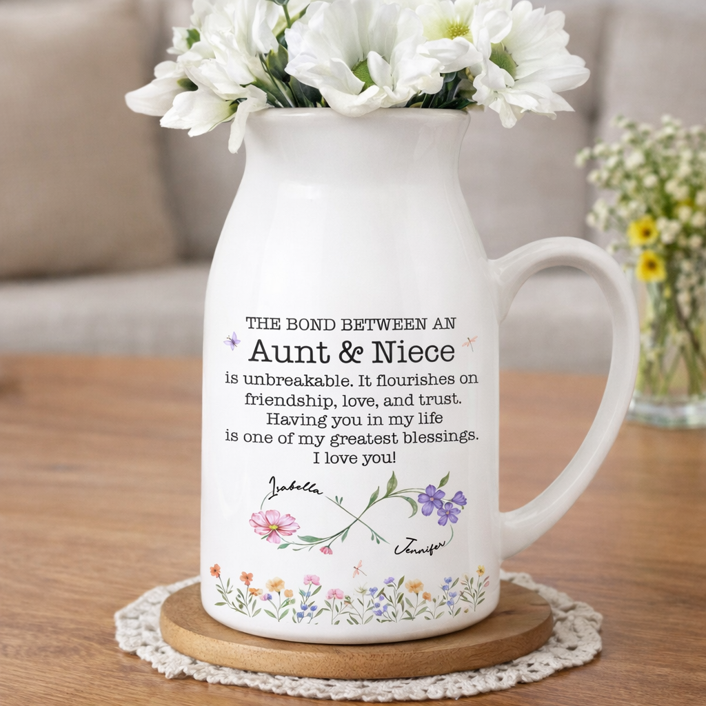 The Bond Between An Aunt & Niece, Personalized Flower Vase, Gift For Aunt, Mother's Day Gift