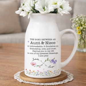 The Bond Between An Aunt & Niece, Personalized Flower Vase, Gift For Aunt, Mother's Day Gift