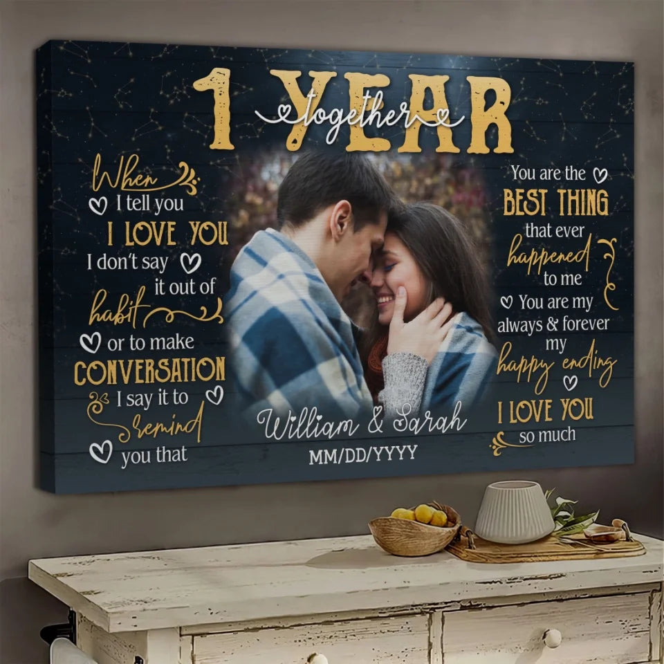 When I Tell You I Love You, 1st Anniversary Gift, Personalized Photo Canvas Prints, Gifts For Couples