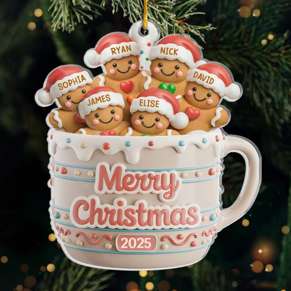 Merry Christmas Cookies Crew In Cup - Personalized Acrylic Ornament - Christmas Gift For Family