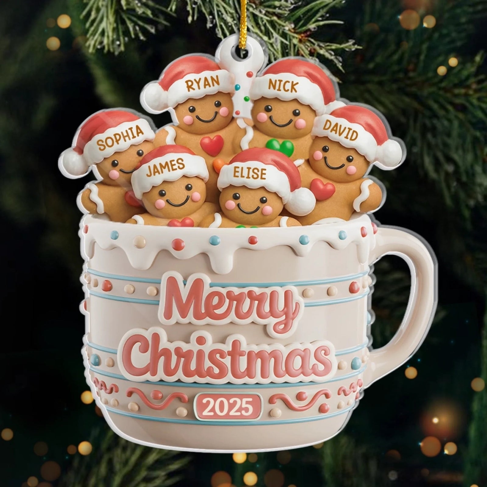 Merry Christmas Cookies Crew In Cup - Personalized Acrylic Ornament - Christmas Gift For Family